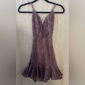 Lulu's Mauve Lace Backless Dress